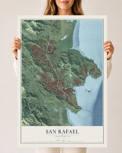 Map of San Rafael, California, 24 x 36 inch unframed archival matte print