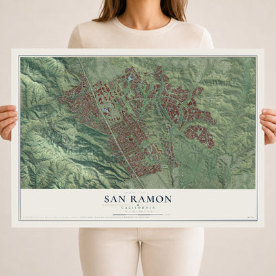 Map of San Ramon, California, 18 x 24 inch unframed archival matte print