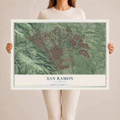Map of San Ramon, California, 24 x 36 inch unframed archival matte print