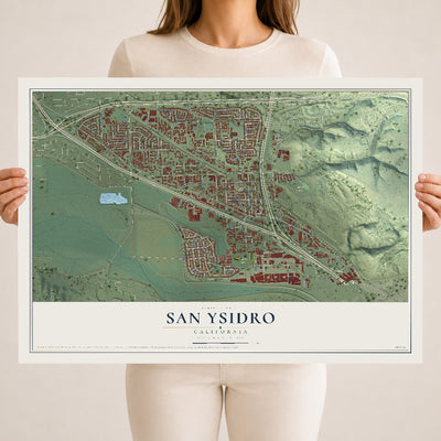 Map of San Ysidro, California, 18 x 24 inch unframed archival matte print
