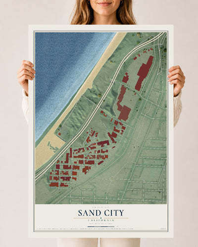 Map of Sand City, California, 24 x 36 inch unframed archival matte print