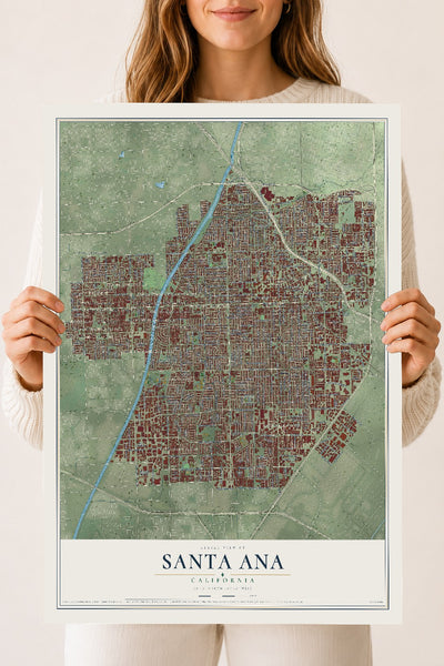 Map of Santa Ana, California, 18 x 24 inch unframed archival matte print
