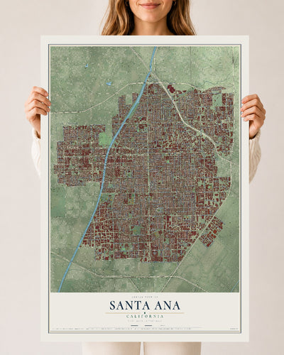 Map of Santa Ana, California, 24 x 36 inch unframed archival matte print