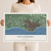 Map of Santa Barbara, California, 12 x 18 inch unframed archival matte print