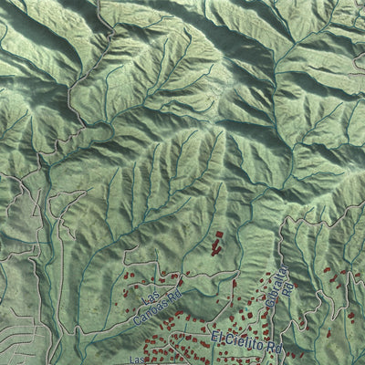 Second close-up of the map of Santa Barbara, California print showing more streets and buildings