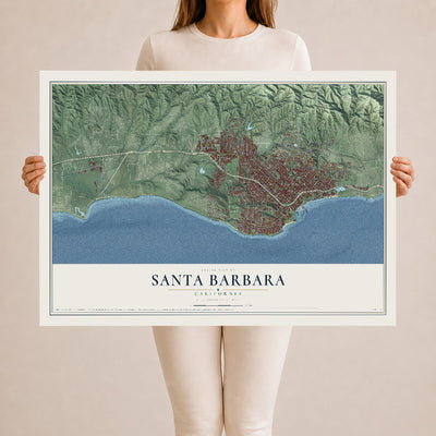 Map of Santa Barbara, California, 24 x 36 inch unframed archival matte print