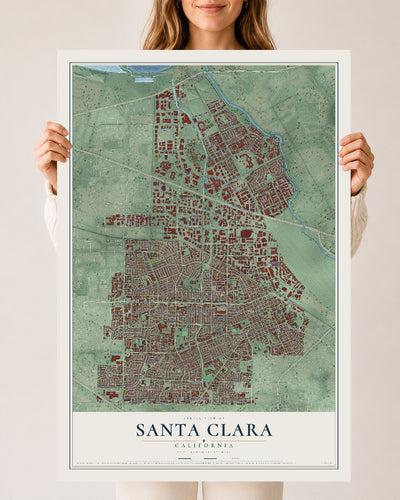 Map of Santa Clara, California, 24 x 36 inch unframed archival matte print