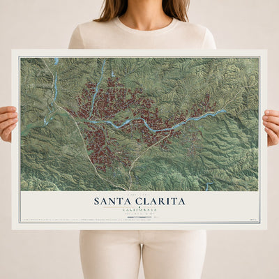 Map of Santa Clarita, California, 18 x 24 inch unframed archival matte print