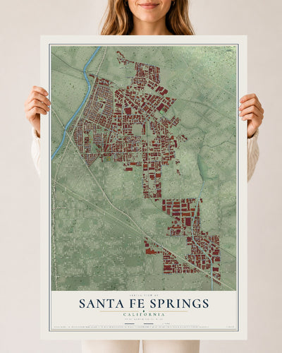 Map of Santa Fe Springs, California, 24 x 36 inch unframed archival matte print