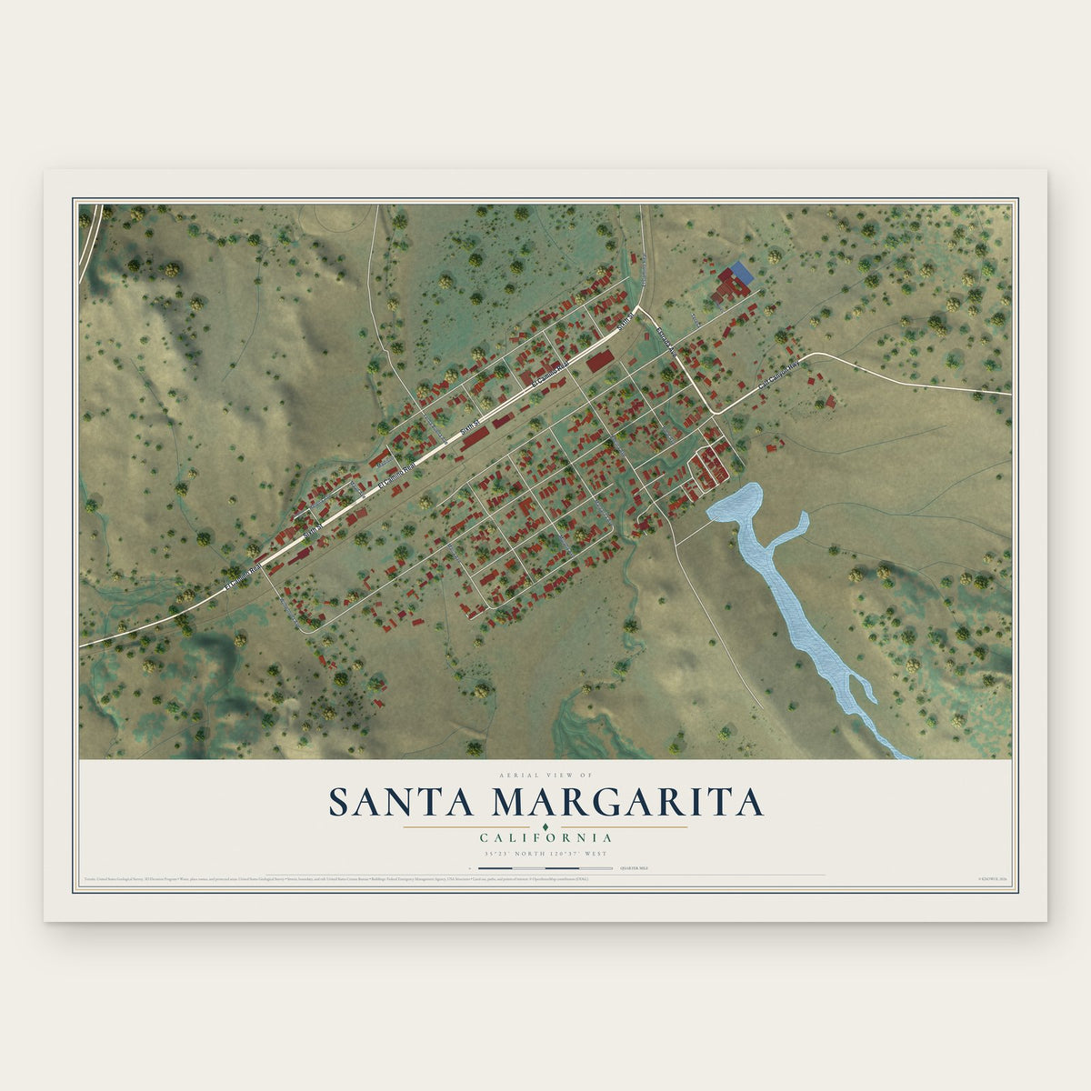 Santa Margarita, California map print, the full design