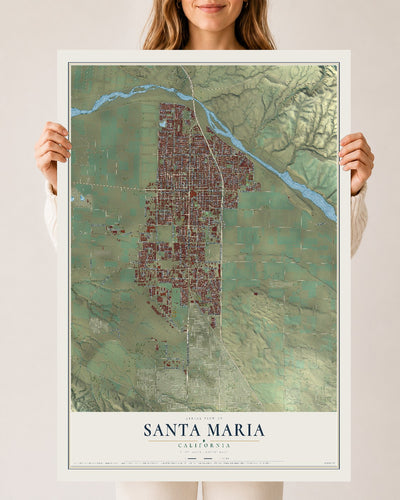 Map of Santa Maria, California, 24 x 36 inch unframed archival matte print