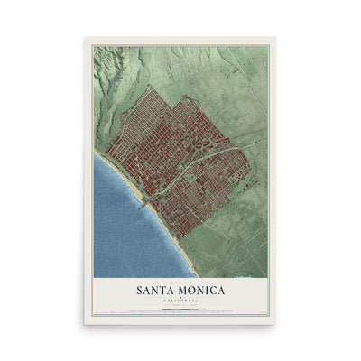 Map of Santa Monica, California, 12 x 18 inch unframed archival matte print
