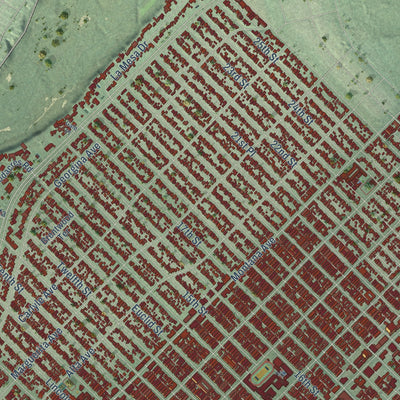 Close-up of the map of Santa Monica, California print showing street and building detail