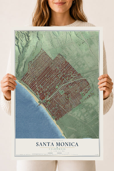 Map of Santa Monica, California, 18 x 24 inch unframed archival matte print