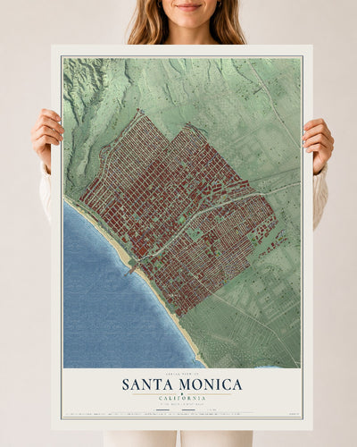 Map of Santa Monica, California, 24 x 36 inch unframed archival matte print