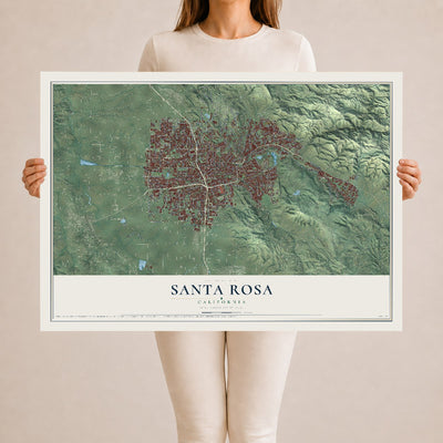 Map of Santa Rosa, California, 24 x 36 inch unframed archival matte print