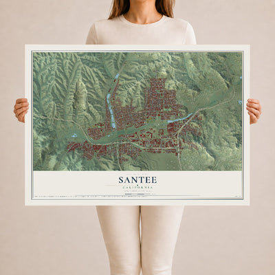 Map of Santee, California, 24 x 36 inch unframed archival matte print
