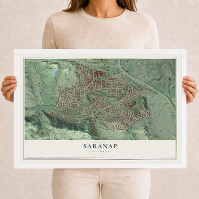 Map of Saranap, California, 12 x 18 inch print in a white wood frame