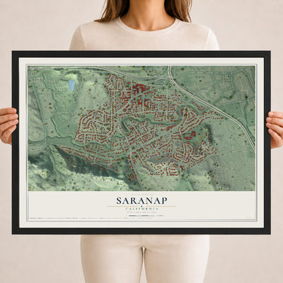 Map of Saranap, California, 18 x 24 inch print in a black wood frame