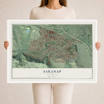 Map of Saranap, California, 24 x 36 inch print in a white wood frame