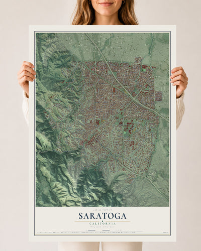Map of Saratoga, California, 24 x 36 inch unframed archival matte print