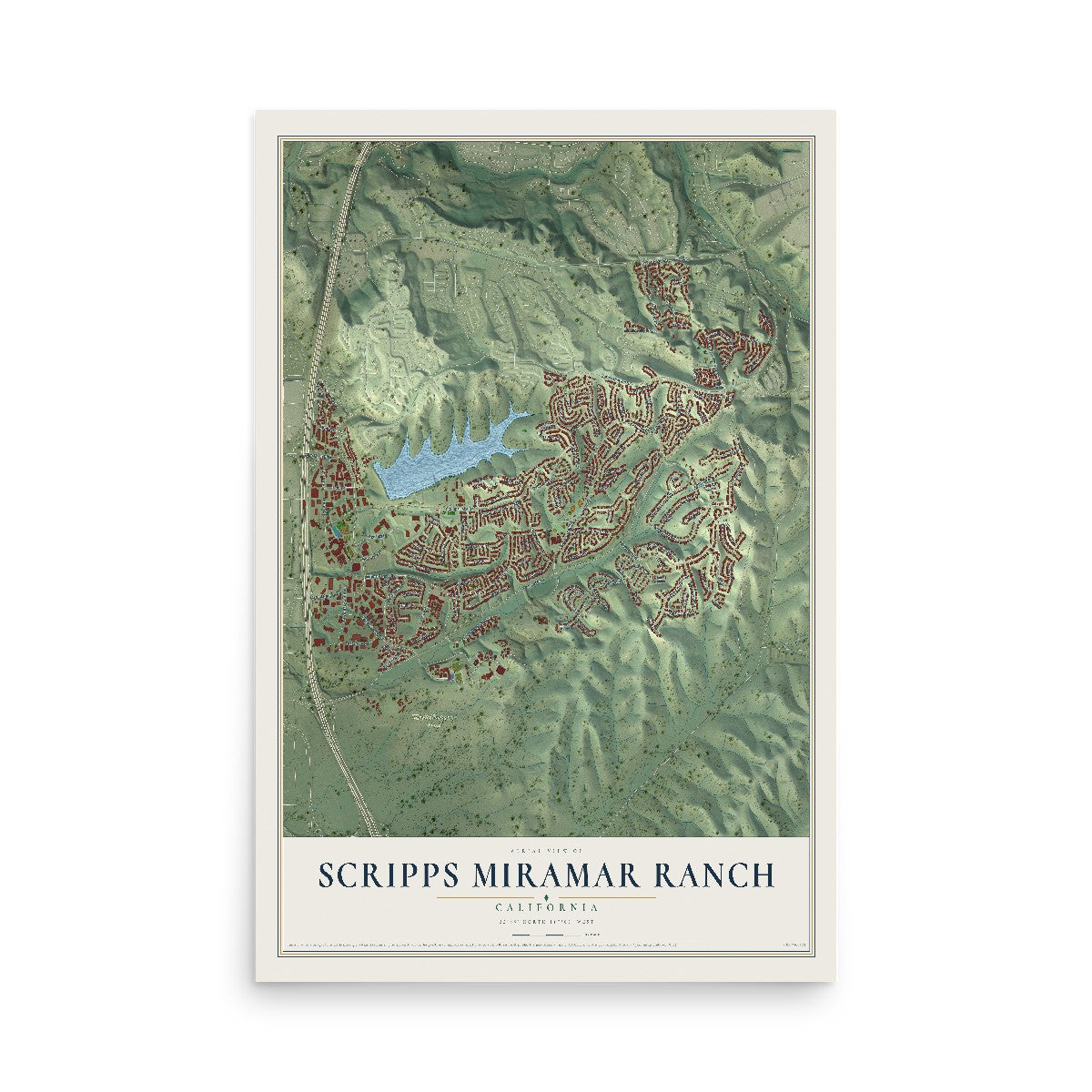 Map of Scripps Miramar Ranch, California, 12 x 18 inch unframed archival matte print