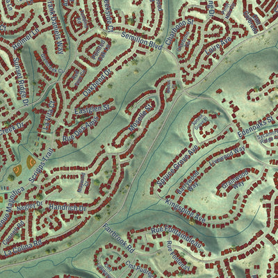 Close-up of the map of Scripps Miramar Ranch, California print showing street and building detail