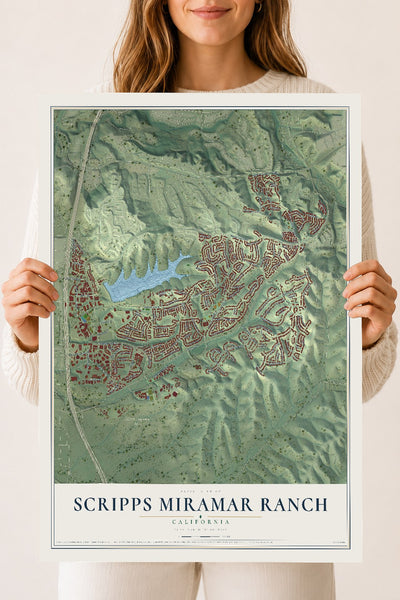 Map of Scripps Miramar Ranch, California, 18 x 24 inch unframed archival matte print