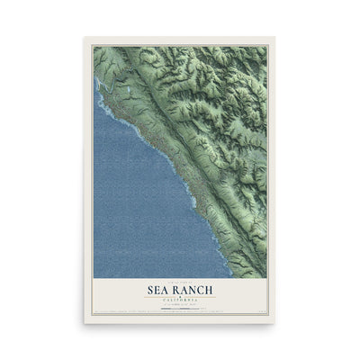 Map of Sea Ranch, California, 12 x 18 inch unframed archival matte print