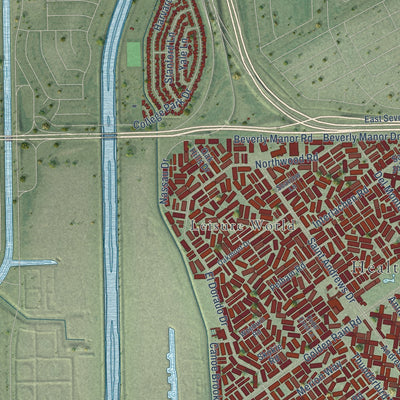 Close-up of the map of Seal Beach, California print showing street and building detail