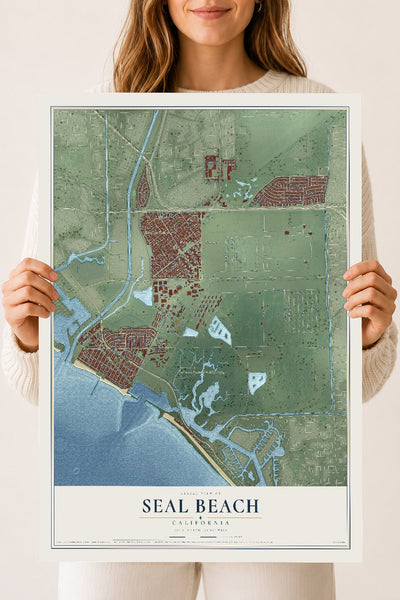 Map of Seal Beach, California, 18 x 24 inch unframed archival matte print