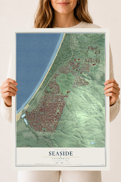 Map of Seaside, California, 18 x 24 inch unframed archival matte print