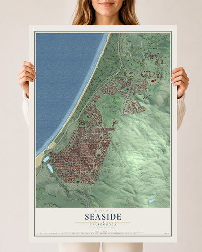 Map of Seaside, California, 24 x 36 inch unframed archival matte print