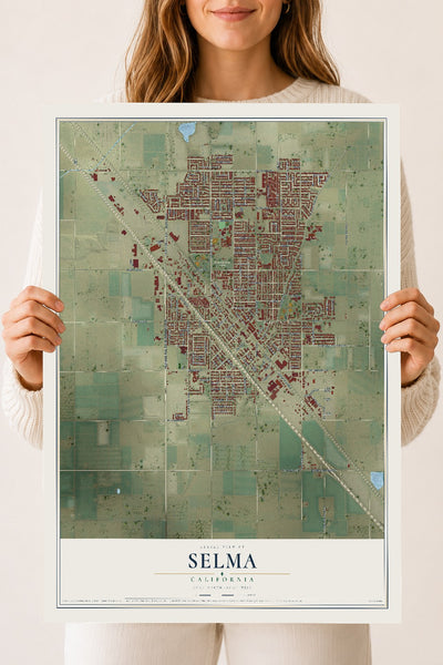 Map of Selma, California, 18 x 24 inch unframed archival matte print