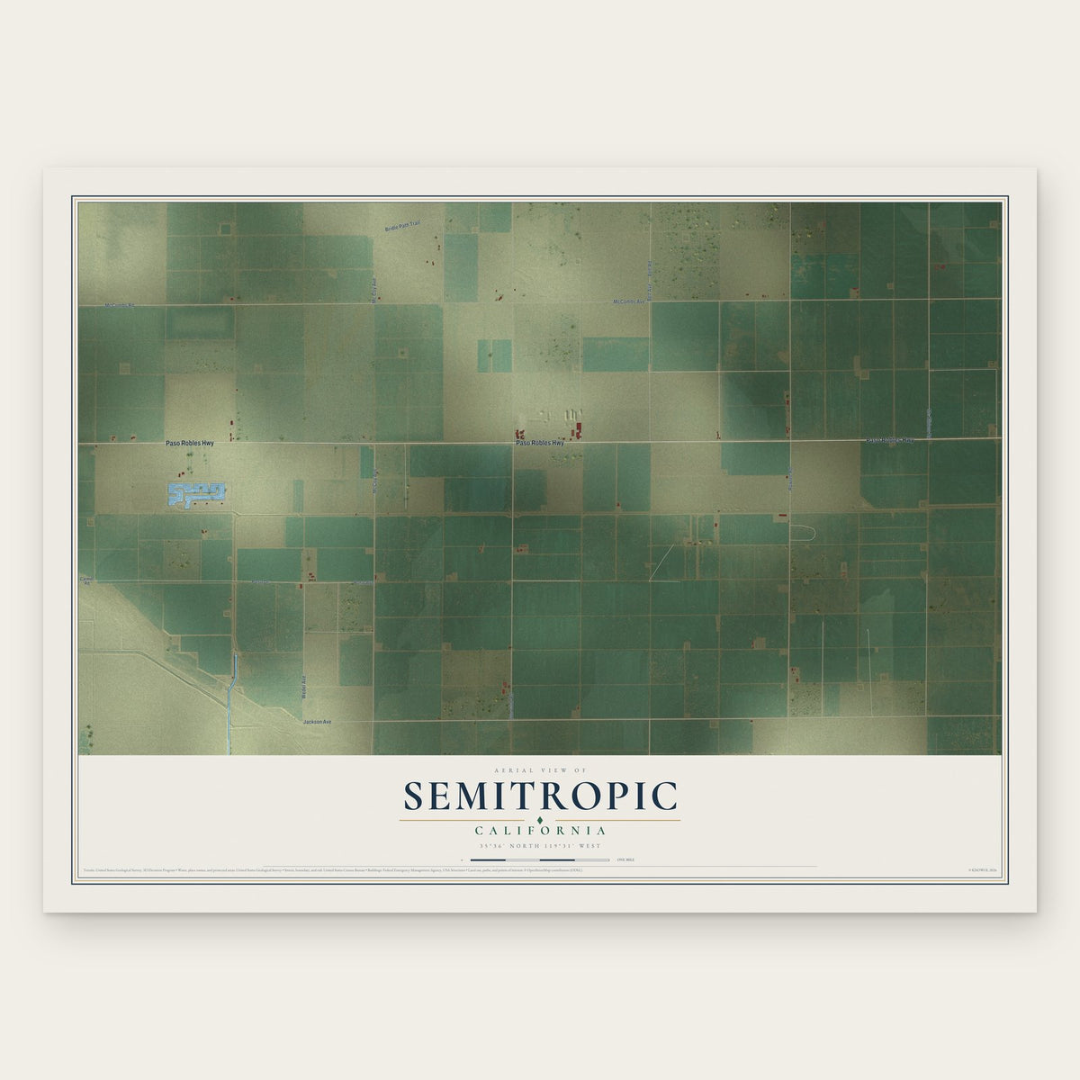 Semitropic, California map print, the full design