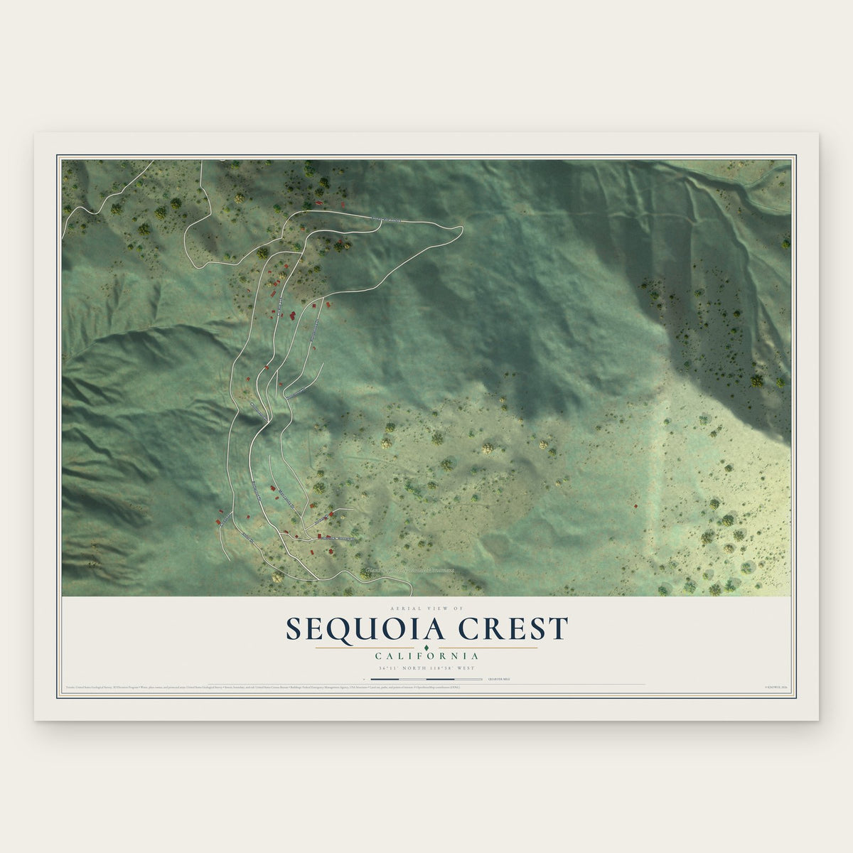 Sequoia Crest, California map print, the full design