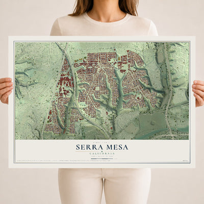 Map of Serra Mesa, California, 18 x 24 inch unframed archival matte print
