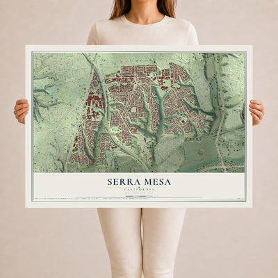 Map of Serra Mesa, California, 24 x 36 inch unframed archival matte print