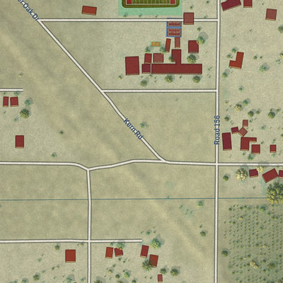 Close-up of the map of Seville, California print showing street and building detail