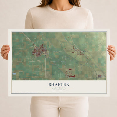 Map of Shafter, California, 12 x 18 inch unframed archival matte print