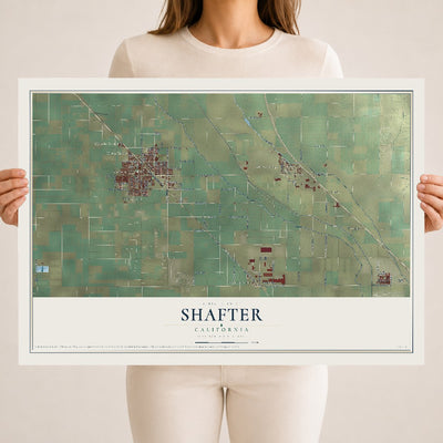 Map of Shafter, California, 18 x 24 inch unframed archival matte print