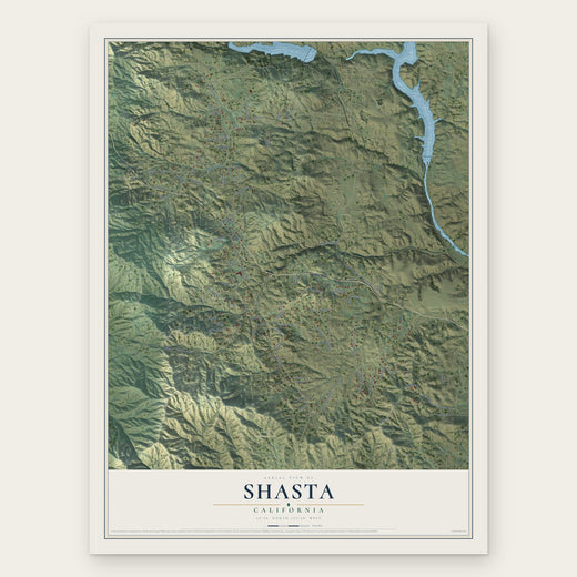 Shasta, California map print, the full design