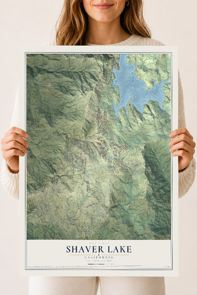 Map of Shaver Lake, California, 18 x 24 inch unframed archival matte print