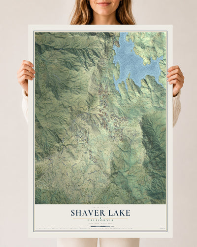 Map of Shaver Lake, California, 24 x 36 inch unframed archival matte print