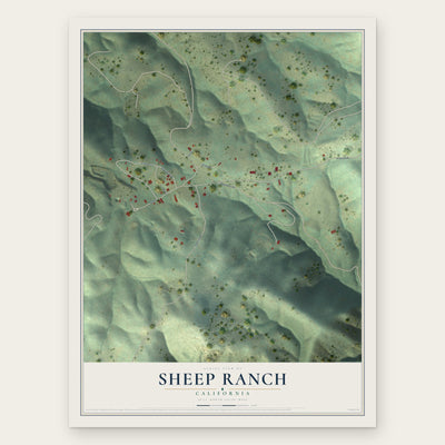 Sheep Ranch, California map print, the full design