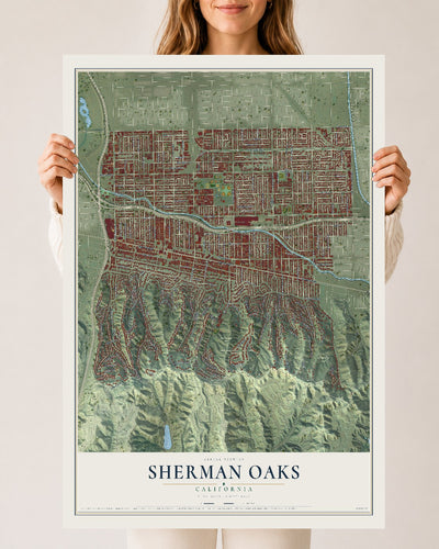 Map of Sherman Oaks, California, 24 x 36 inch unframed archival matte print