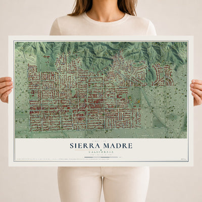 Map of Sierra Madre, California, 18 x 24 inch unframed archival matte print