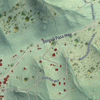 Close-up of the map of Sierra Village, California print showing street and building detail