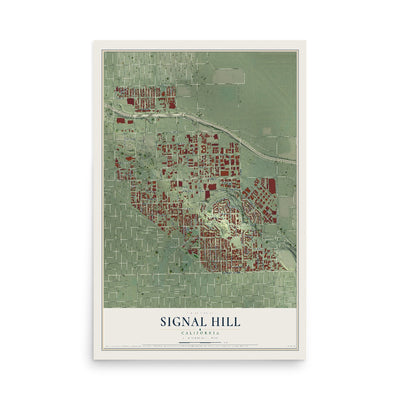 Map of Signal Hill, California, 12 x 18 inch unframed archival matte print