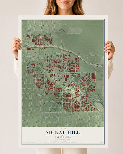 Map of Signal Hill, California, 24 x 36 inch unframed archival matte print